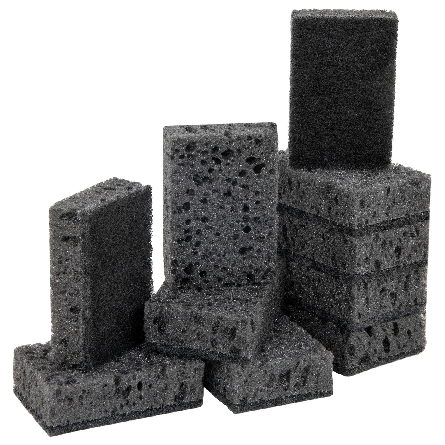 Губки для посуды 9,8 х 6,6 х 3 см SQUARE BLACK крупнопористые с абразивом LAIMA 10 шт